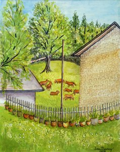 Uitzicht vanaf Ruths Tuin, Limousin Frankrijk door Joan Thewsey
